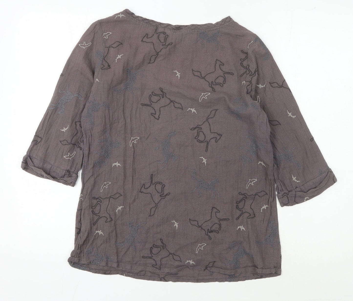 White Stuff Grey Animal Print Women’s Blouse Size 12