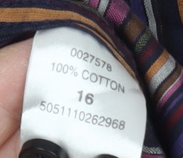 Jeff Banks Men's Multicoloured Striped Button-Up Shirt 16