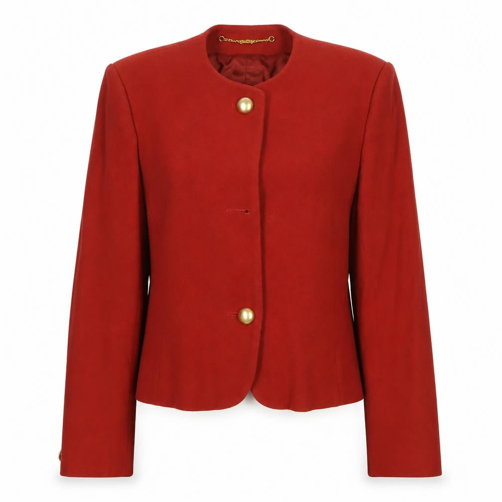 Viyella Women's Red Blazer UK 10 Wool Single-Breasted