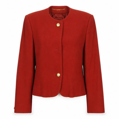 Viyella Women's Red Blazer UK 10 Wool Single-Breasted