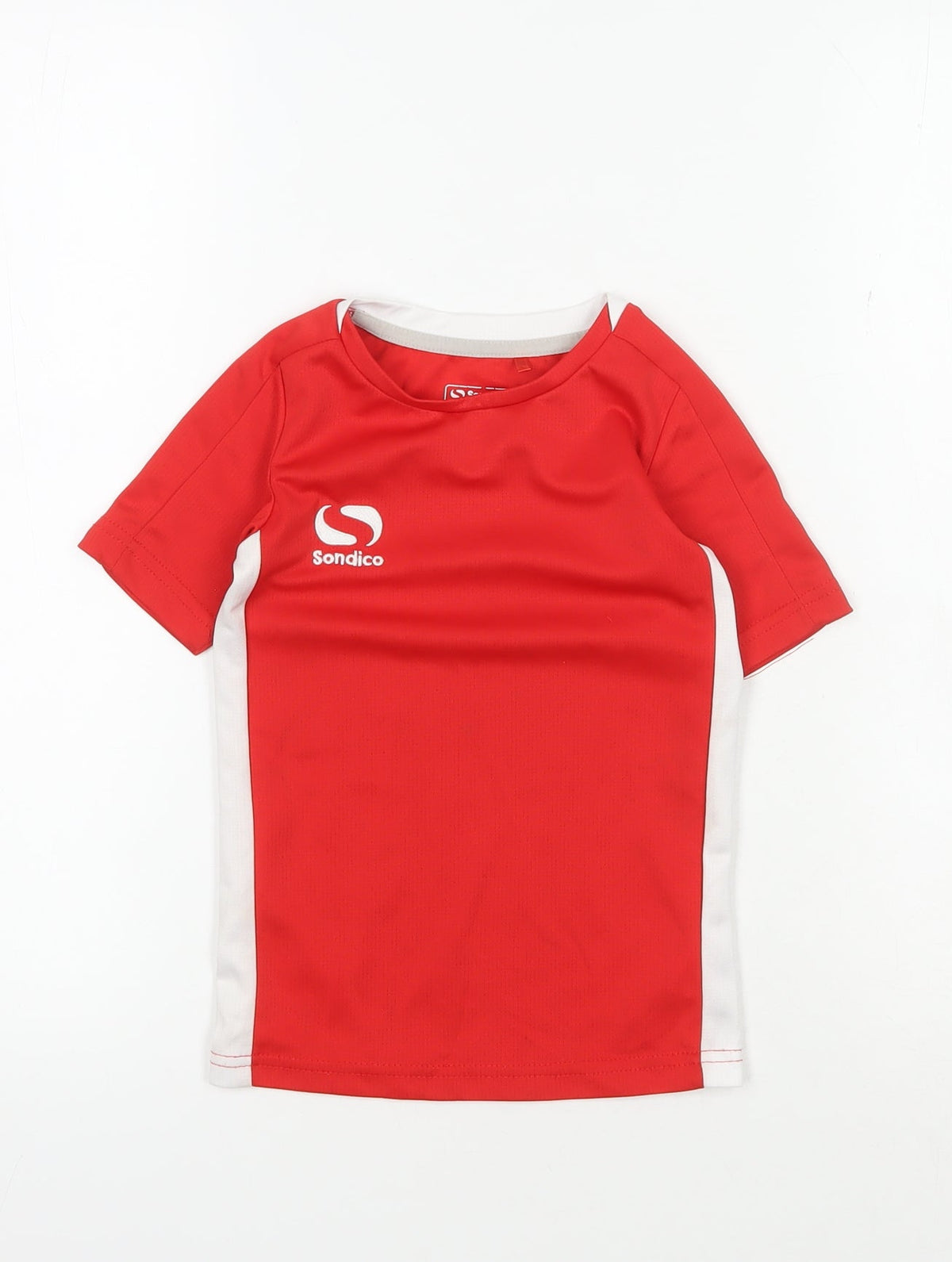 Additional front view of Sondico boys’ red football t-shirt 3-4 years jersey