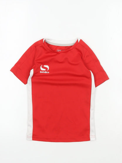 Additional front view of Sondico boys’ red football t-shirt 3-4 years jersey