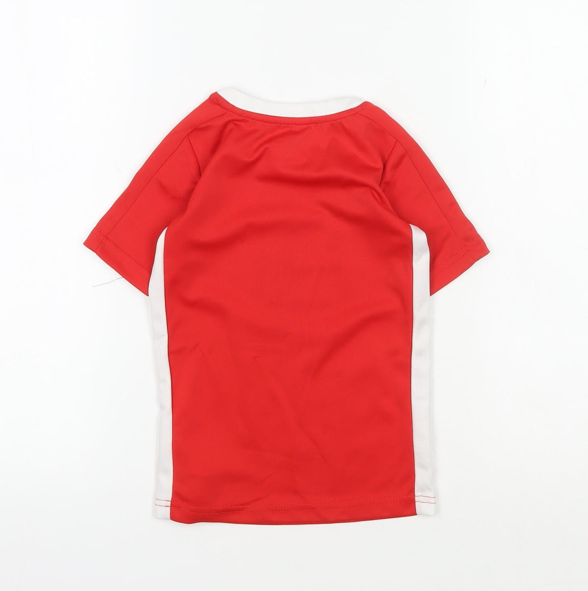 Back view of Sondico boys’ red football t-shirt 3-4 years jersey