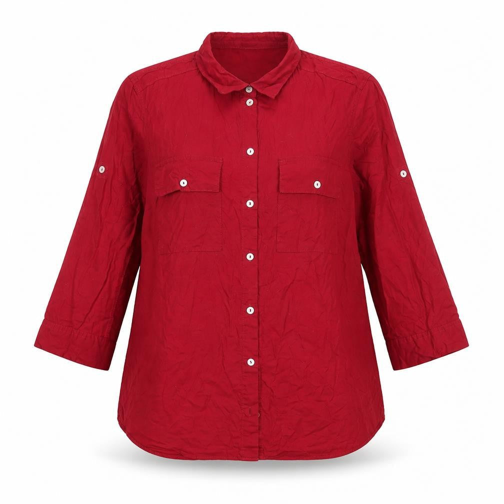 s.Oliver Women's Red Button-Up Shirt, Size 8, 3/4 Sleeve