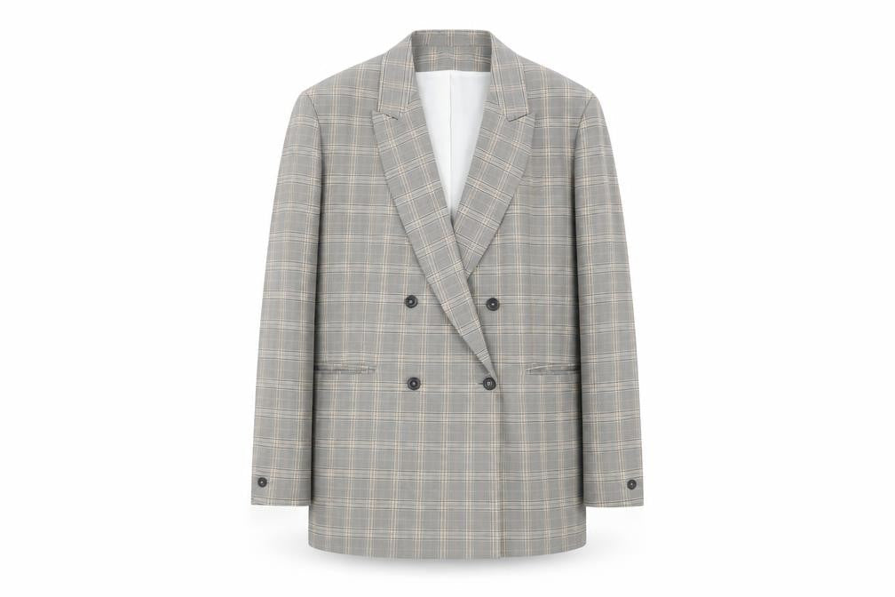 Zara Men’s Grey Check Tweed Blazer - Size 46