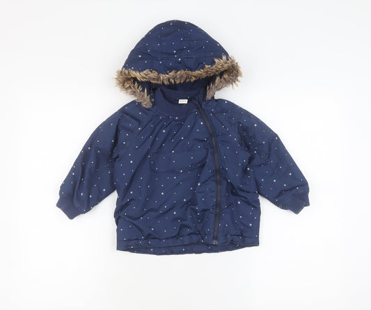 H&M Girls Blue Puffer Jacket Coat 2 Years
