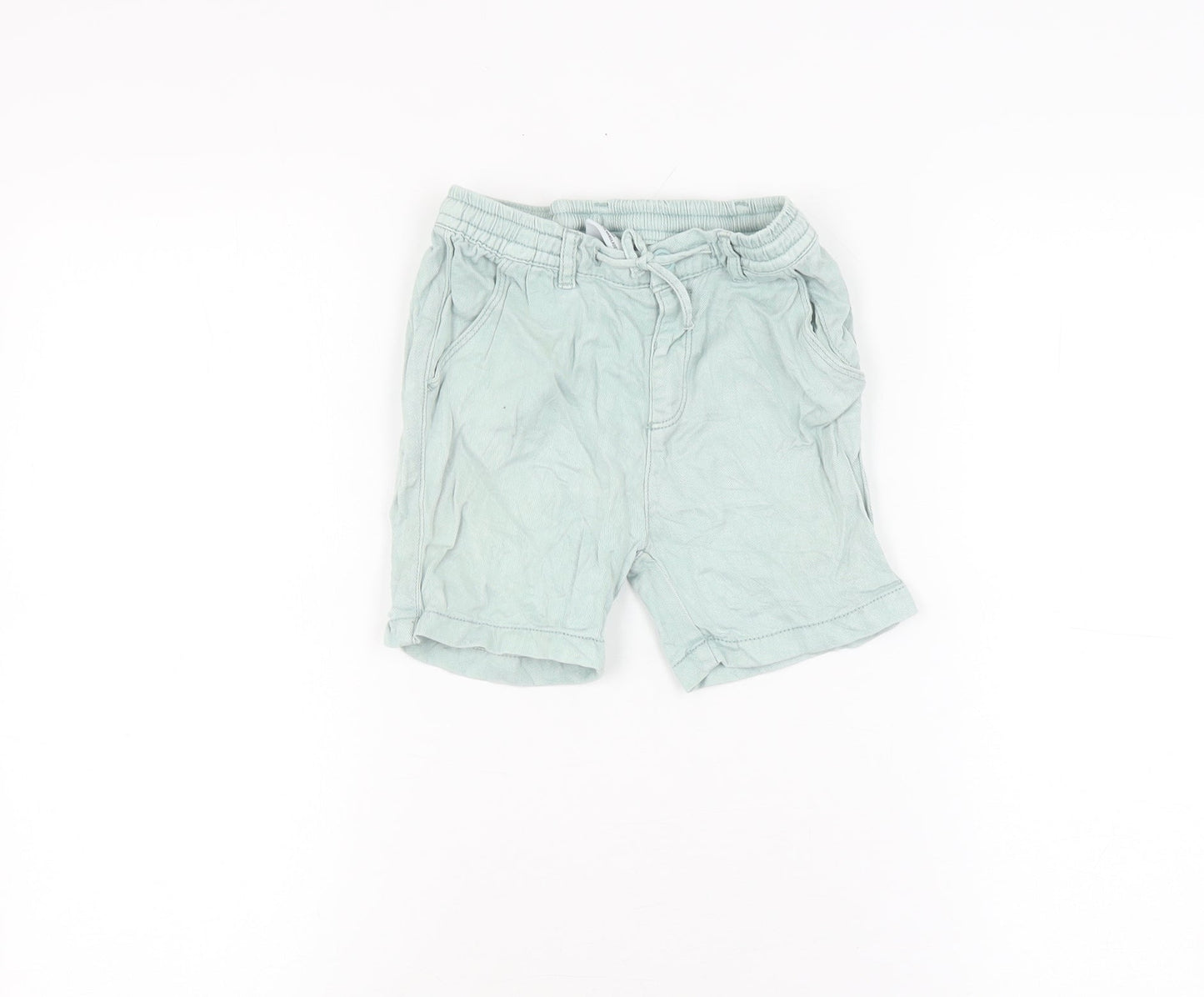 Zara Unisex Baby Green Elastic Waist Cotton Shorts 18-24M