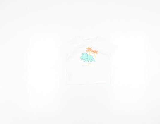 MNG Unisex Baby White Dinosaur T-Shirt - Size 18-24 Months