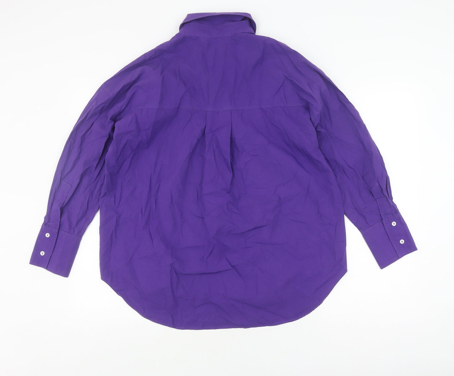 Zara Women's Purple Button-Up Shirt XS Long Sleeve