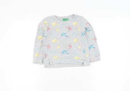 Additional front view of Mountain Warehouse girls’ grey pullover sweatshirt 3-4 years