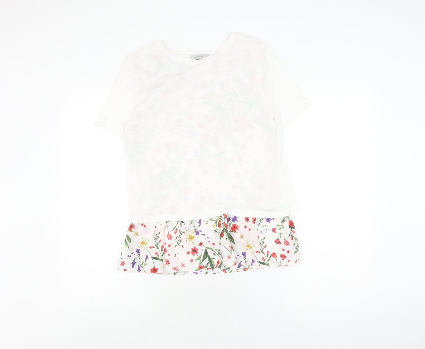 Marks and Spencer Women White Floral T-Shirt Size 8