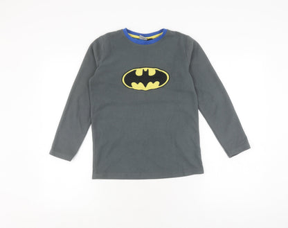Front view of Batman boys’ grey fleece pullover sweatshirt 11-12 years