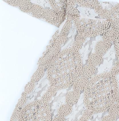Close-up detail of Gallery Women's Ivory Knit jumper XL