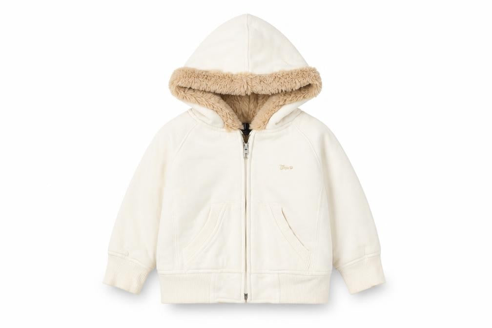 Gap Toddler Unisex White Jacket 12-18 Months, Hooded & Lined