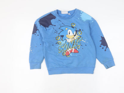 Additional front view of Sonic the Hedgehog boys’ blue pullover sweatshirt 7-8 years