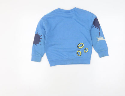 Back view of Sonic the Hedgehog boys’ blue pullover sweatshirt 7-8 years