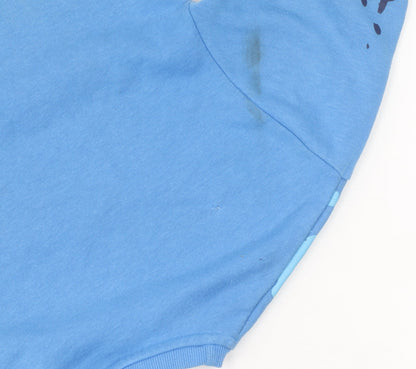 Close-up detail of Sonic the Hedgehog boys’ blue pullover sweatshirt 7-8 years