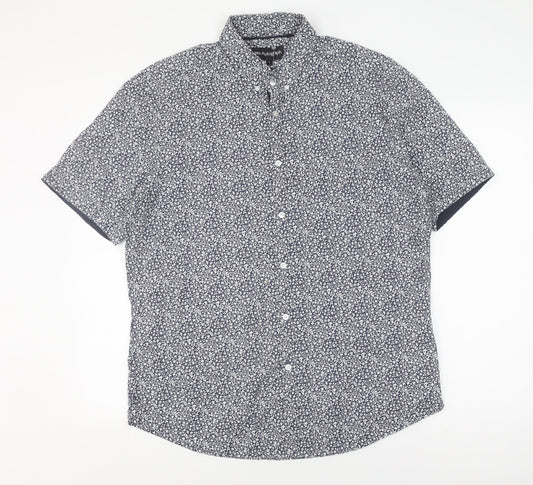 Marks & Spencer Men's Blue Floral Slim Fit Shirt