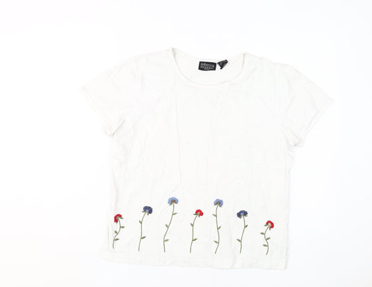 Rebecca Malone Women’s White Embroidered T-Shirt L