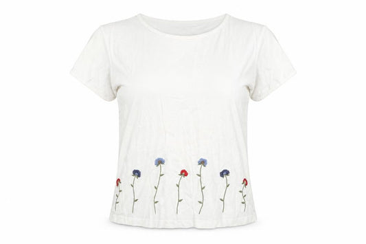 Rebecca Malone Women’s White Embroidered T-Shirt L