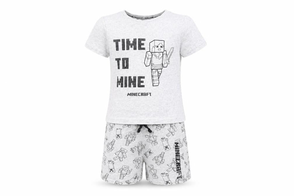 Minecraft Girls Grey Pyjama Set Size 9-10 Cartoon