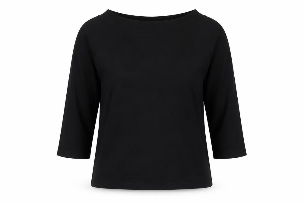 Style by EWM Black Women's 3/4 Sleeve Viscose Top, M
