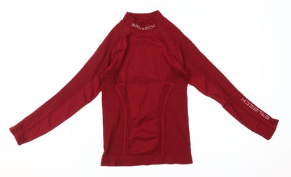 Additional front view of Brubeck girls’ red pullover top, size 12, long sleeve athletic