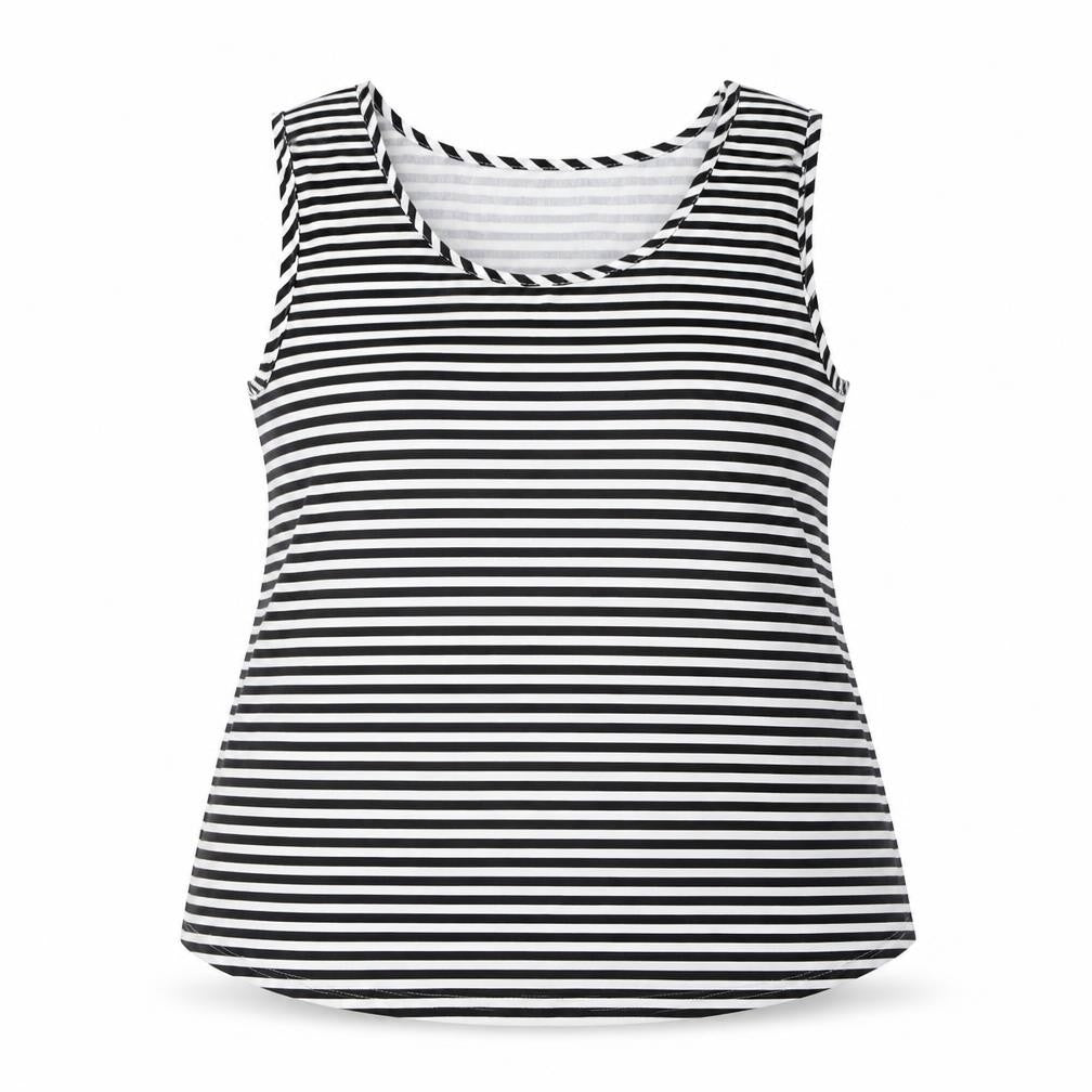 JustWhite Women's Black Striped Tank Size 16