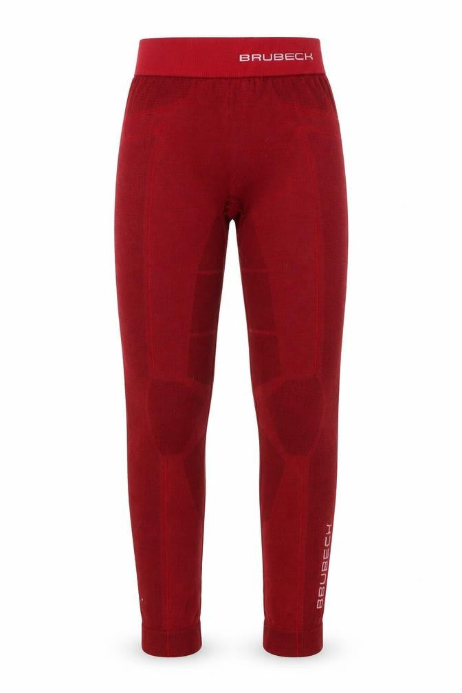 Front view of Brubeck girls’ red activewear leggings 11 years