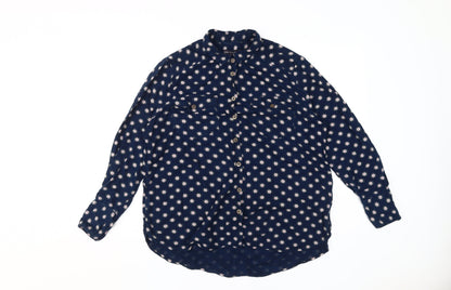 Marks & Spencer Women's Blue Floral Button-Up Shirt