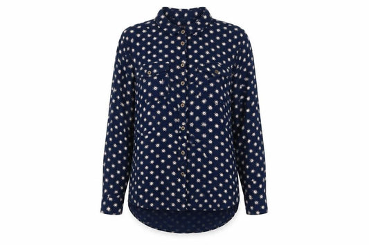 Marks and Spencer Women's Blue Floral Button-Up Shirt