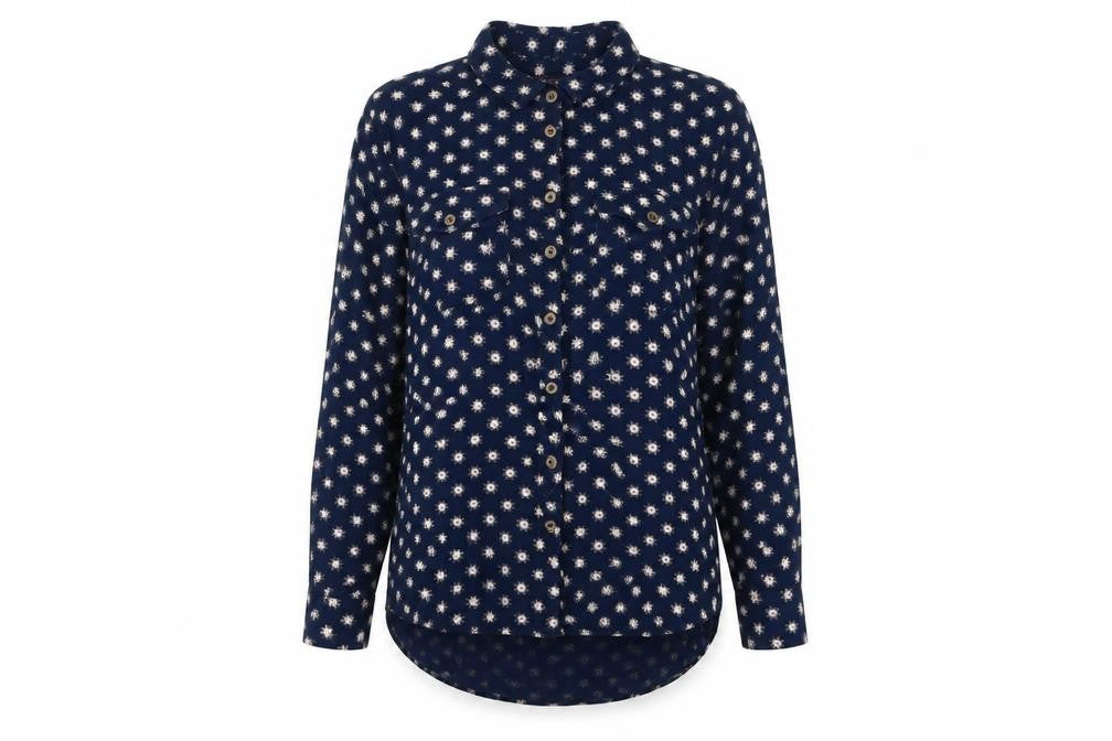 Marks & Spencer Women's Blue Floral Button-Up Shirt