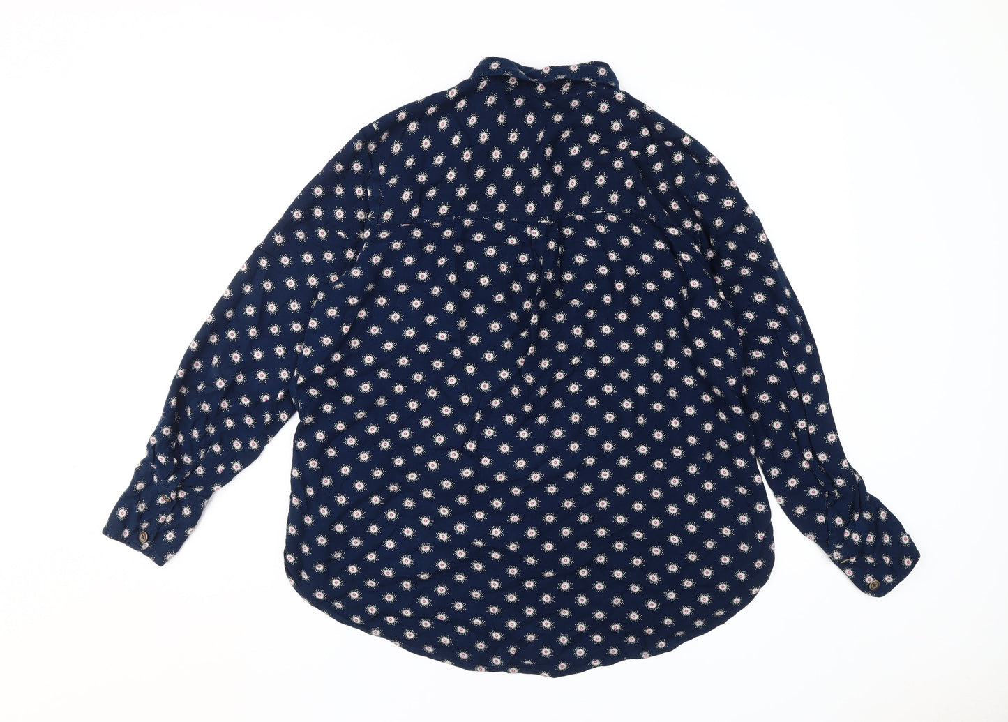 Marks and Spencer Women's Blue Floral Button-Up Shirt
