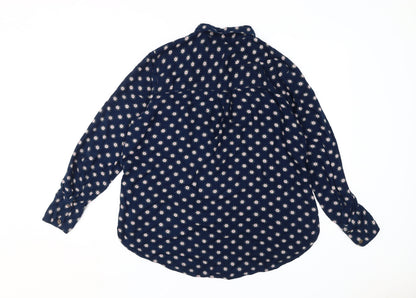 Marks & Spencer Women's Blue Floral Button-Up Shirt