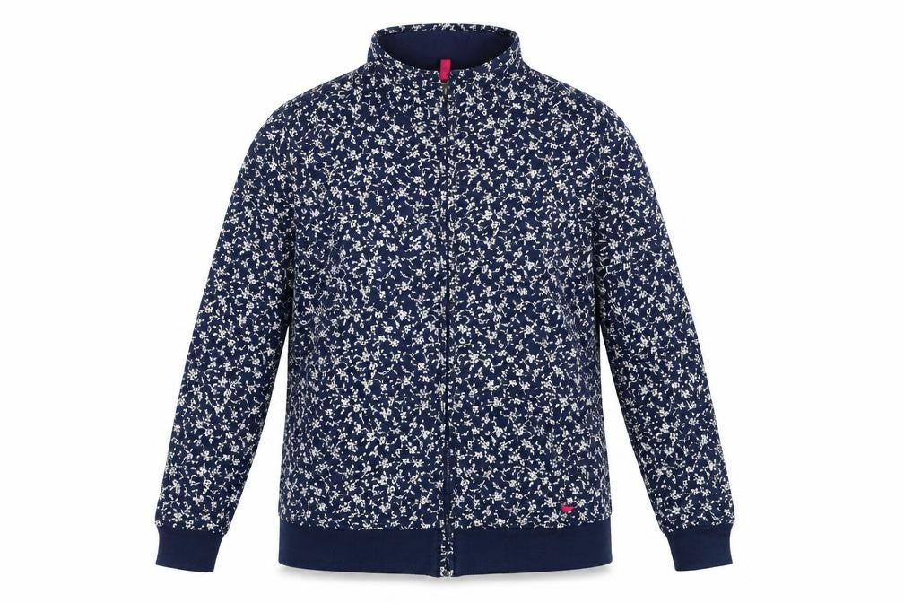 Country Rose Blue Floral Full Zip Sweatshirt M