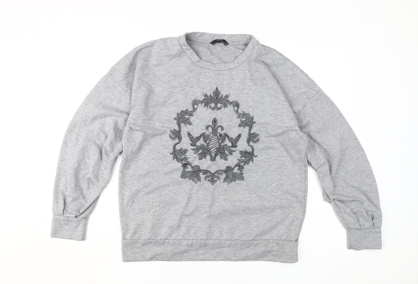 Next Women's Grey Embroidered Pullover Sweatshirt Size 12