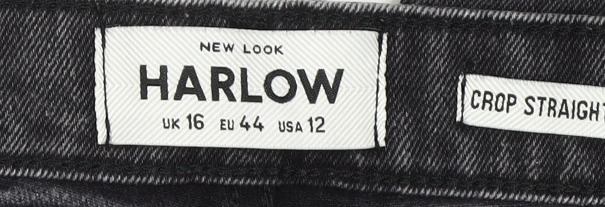 New Look Women's Black Cropped Straight Jeans Size 16