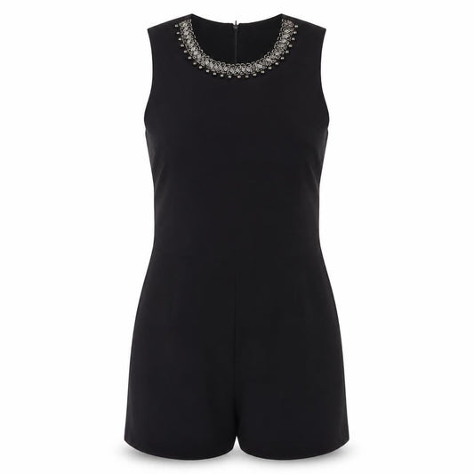 rock&rags Women’s Black Beaded Sleeveless Playsuit L
