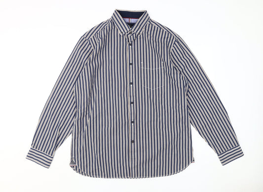 Marks and Spencer Men's Large Blue Striped Dress Shirt