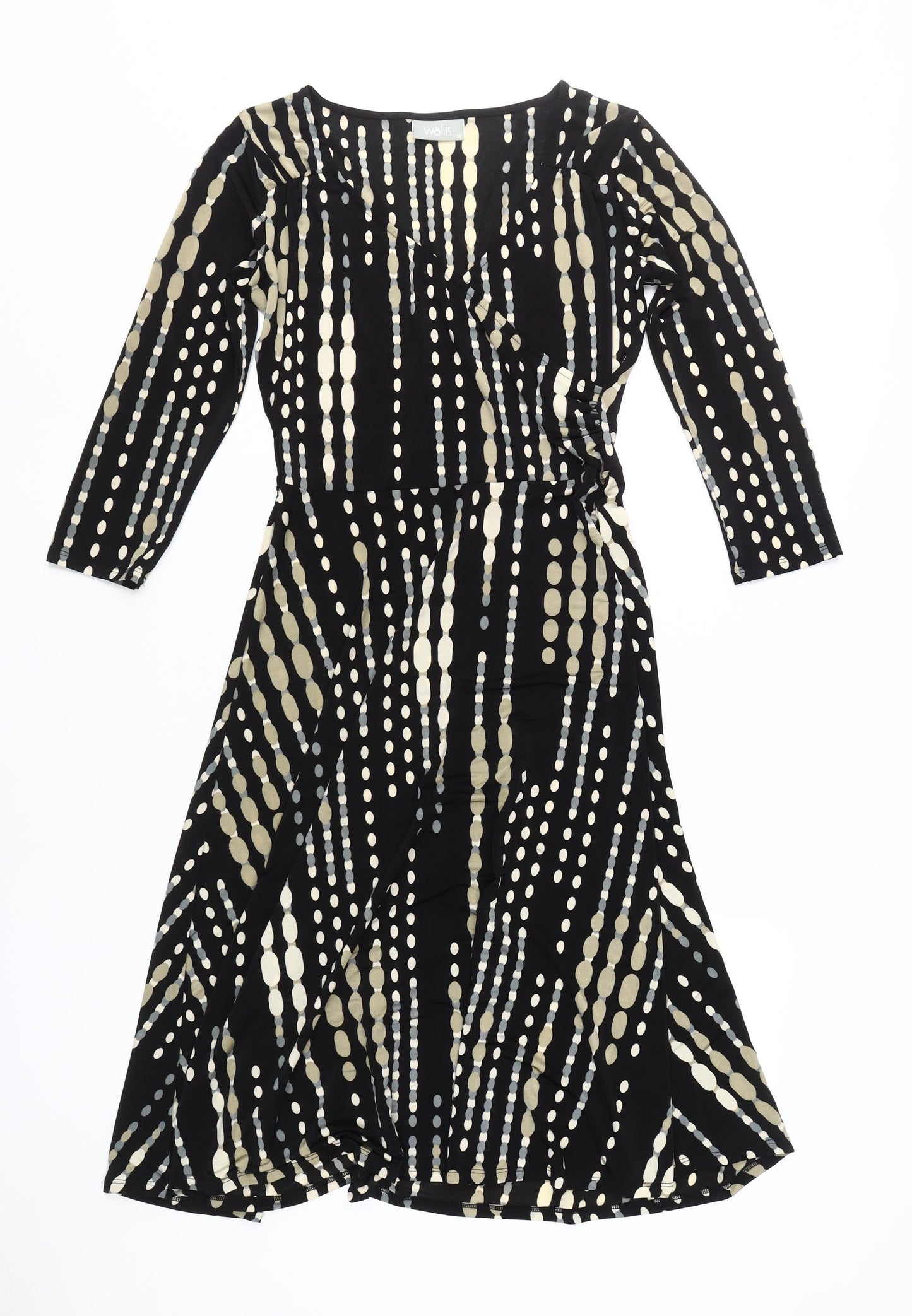 Wallis Women's Black Dress Size 10, 3/4 Sleeve, Polyester Blend