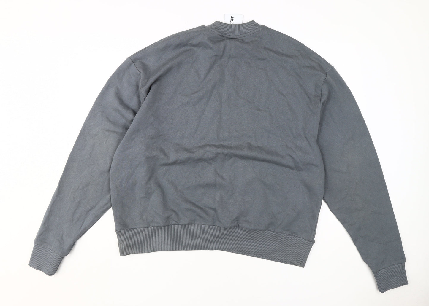 Collusion Men's Grey Cotton Pullover Sweatshirt XS