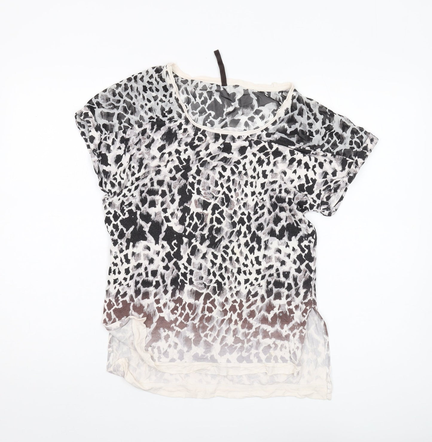 Karen Millen Women's Multicoloured Animal Print Silk T-Shirt