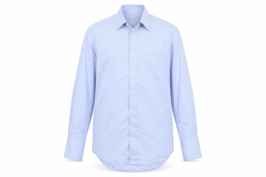 Savile Row Men's Classic Fit Blue Check Button-Up Shirt 15
