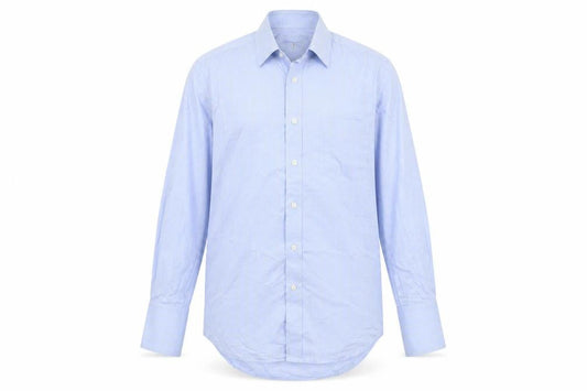 Savile Row Men's Classic Fit Blue Check Button-Up Shirt 15