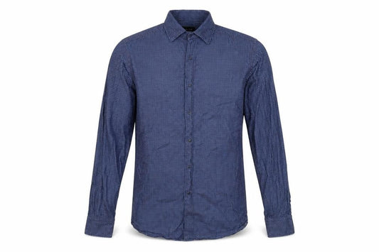 Massimo Dutti Men's Blue Geometric Shirt M, Long Sleeve Casual