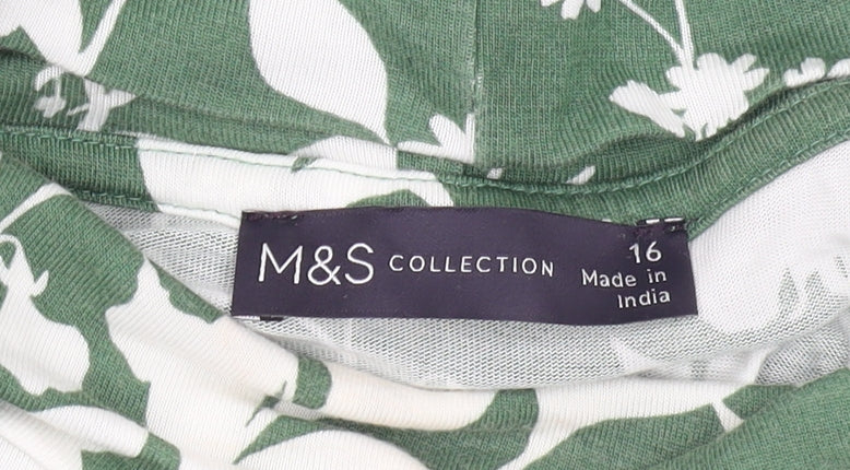 Marks and Spencer Womens Green Floral Tunic Blouse Size 16