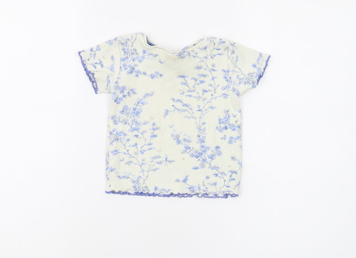 Additional front view of Baker by Ted Baker girls’ blue floral t-shirt, size 2-3, years