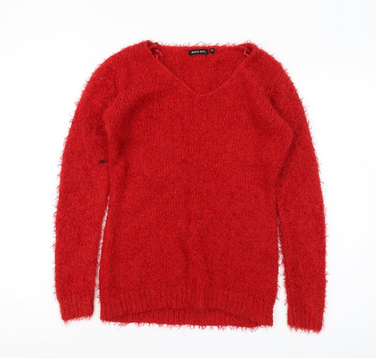 Brave Soul Women's Red V-Neck Pullover Jumper, Size 10
