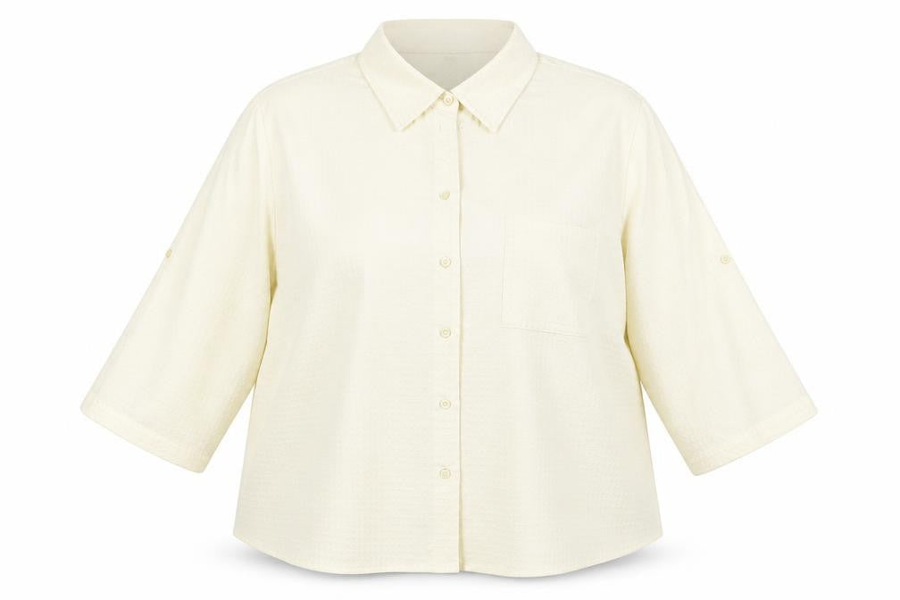 Classics Women’s Ivory Button-Up 3/4 Sleeve Shirt