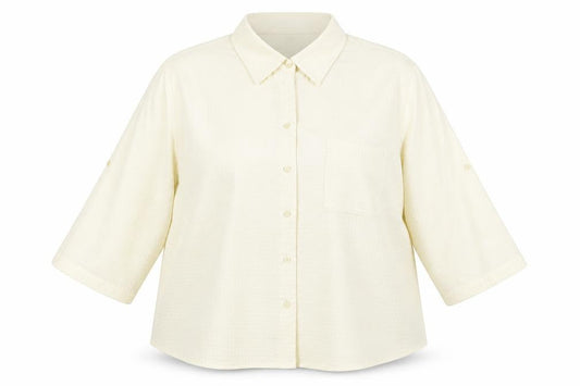 Classics Women’s Ivory Button-Up 3/4 Sleeve Shirt